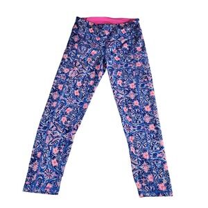 Lilly Pulitzer Luxletic Leggings Athletic Blue Pink Floral Print Size S